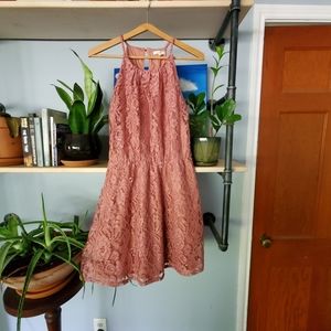 Pink/Peach fit and flare lace dress